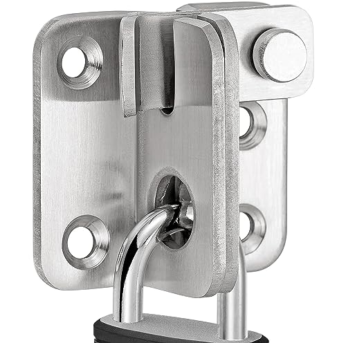 Litensh Shed Lock Gate Lock Gate Latch Padlock Hasp Stainless Steel Flip Door Bolt Latch Lock for Wooden Gates Garden Cupboard Pet Cage Right Open Silver S: 40 x 45