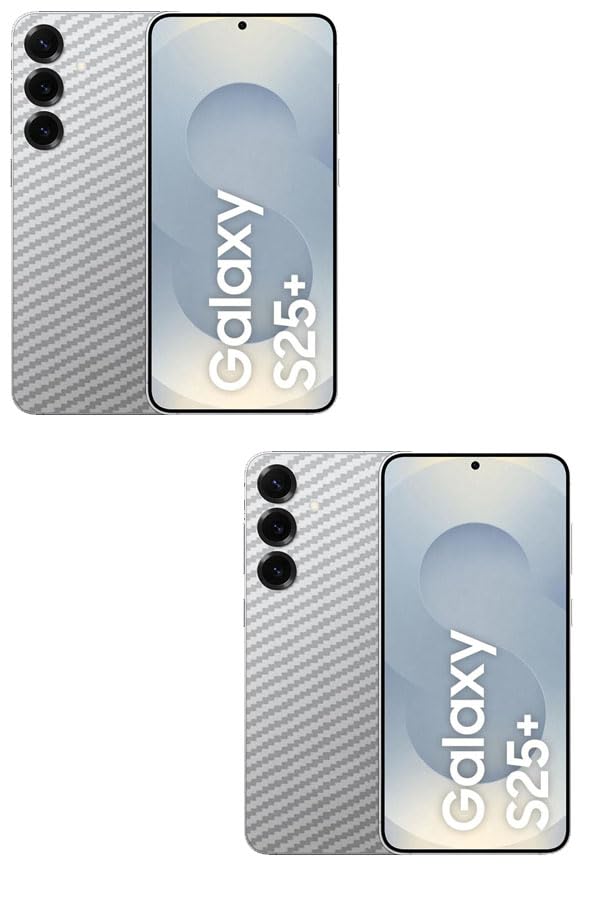 Image of (Pack of 2) Compatible with Skin Sticker /Vinyl wrap /Protective Film Mobile Back Skin Carbon Fiber 3D Transparent by Candeal Mizhan(Only Back) (Samsung, Samsung Galaxy S25 Plus)