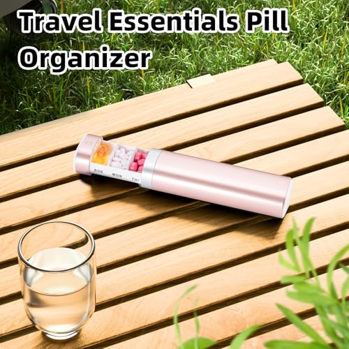 Image of Betife Travel Pill Organizer Weekly 7 Day, Compact Daily Pill Box 1x a Day | Portable, Airtight, Lightweight, Easy Open, Fashion, Cute, Drawer-type