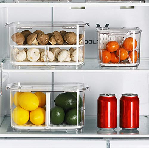 Elabo Food Storage Containers Fridge Produce Saver- Stackable Refrigerator Organizer Keeper Drawers Bins Baskets With Lids And Removable Drain Tray For Veggie, Berry And Fruits, 2 Large #TOP1