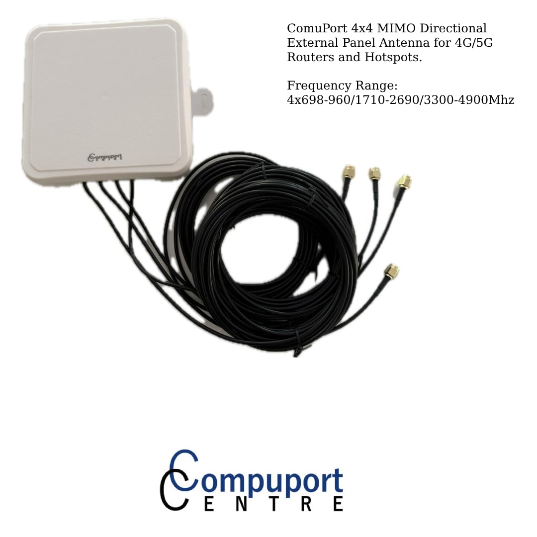 Antenna a pannello MIMO CompuPort 4x4, antenna router direzionale esterna 4G/5G, 698-4900MHz, cavi SMA-M 4x5M