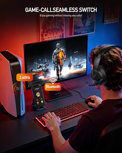 Image of Acer 2.4GHz Flex Wireless Gaming Headset | Non-Stop 100H Battery | Dynamic 50mm Drivers | Clear Voice Mic | Bluetooth5.3, 3.5mm | Gaming Headphones for PC, PS4, PS5