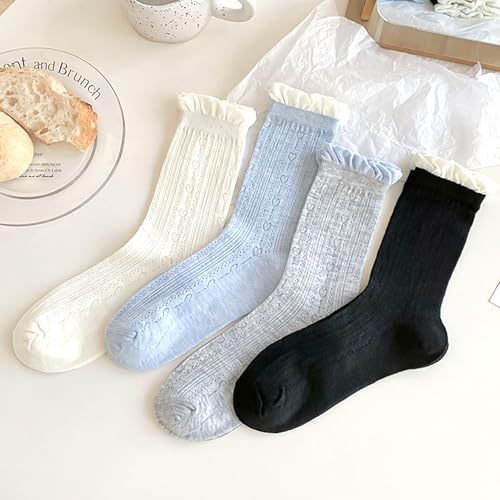 Image of Women's Cute Crew Socks, Casual Athletic Cotton Bowknot Cherry Calf Novelty Socks for Women