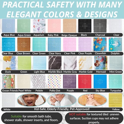 Image of ENKOSI Polyvinyl Chloride Bath Mat - Large Non Slip Bathtub & Shower Mat - Extra Long 40 X 16 Inch Bathroom Mats for Tub Nonslip Anti Slip Bathmats (40X16 Aqua 1-Pack)