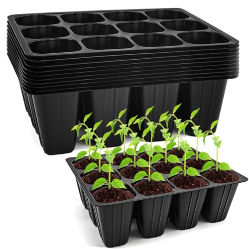 QIMMU 10 Pezzi Semenzaio Germinazione,120 Fori Vassoio Germinazione,Alveoli per Semina,Vasetti per Semina,Vassoi per Semi,Semenzaio per Orto,Vassoi per Piantine per la Coltivazione