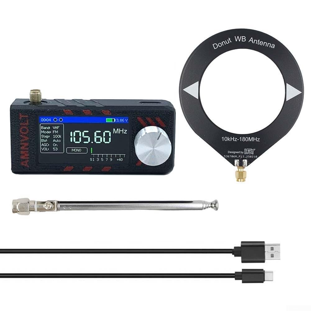 Verbesserter Mini SI4732 Vollband-Radio-Empfänger mit ESP32-S3-Mastersteuerung, 4,8 cm IPS-Farbdisplay, eingebauter Hi-Z-Schaltung, LSB USB AM FM-Modi, AGC ATT-Funktionen, 1 W Lautsprecher (schwarz)