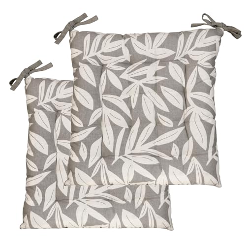 Atout Ciel Lot de 2 Galettes de Chaise carrées Bicolores 40x40cm, Gris imprimé/uni