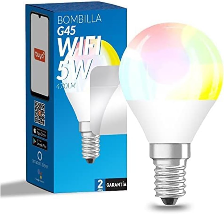 M Ledme – Bombilla LED Inteligente WiFi, No Necesita Hub, (Smarthome), Regulable, Equivalente a 80W, RGB y 2700K-6500K Blanco Frío a Cálido, Compatible con Alexa/Google Home/Siri