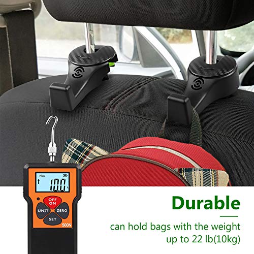 Kribin 4 Pack Car Headrest Hooks with Locking Design - Upgraded Universal Vehicle Organizer Car Back Seat Headrest Hanger Holder for Bag Purse Cloth Grocery - Black