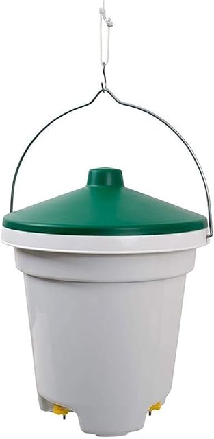 tigerbox Eton TSN12 Robust Bucket Fed Nipple Poultry Drinker with Hanging Cord and Lid - 12 Litre