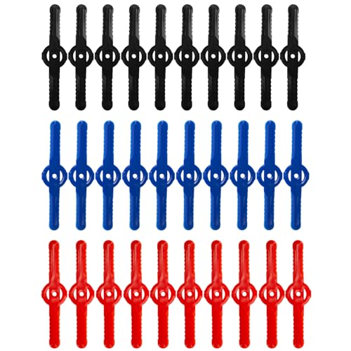 siktorrwd 30 Pcs Grass Trimmer Head Replacement Blades, String Trimmer Head Blades Replace, Plastic Blades Replacement for Grass Trimmer Lawn Mowers (Blue/Red/Black)