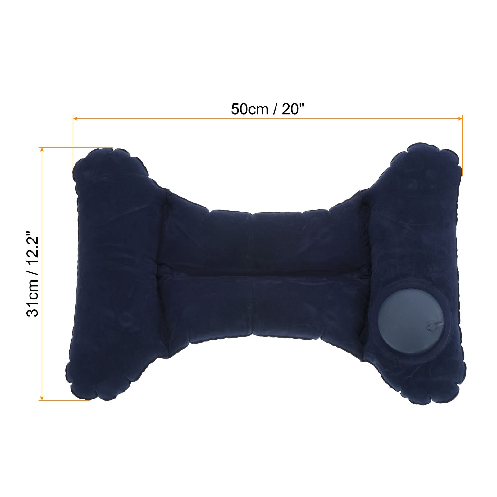 PATIKIL Gonflable Voyage Oreiller, Lombaire Soutien Voyage Vols Coussin Floqué Air Oreiller pour Avion Train Bureau, Marine Bleu
