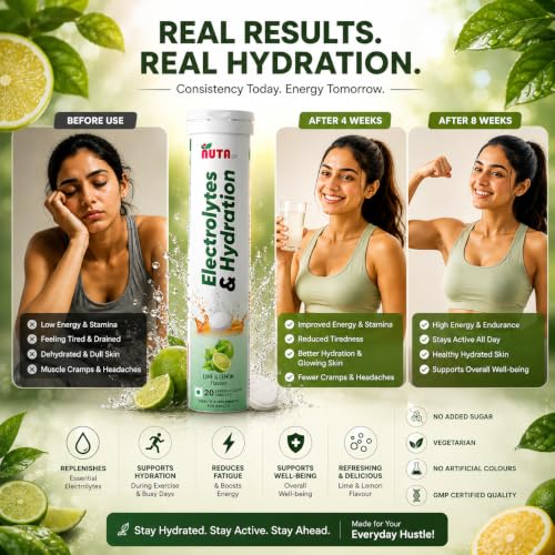 Image of Electrolytes & Hydration Tablets | Effervescent Electrolyte Drink | Lime & Lemon | Supports Hydration & Daily Energy | 45 tablets