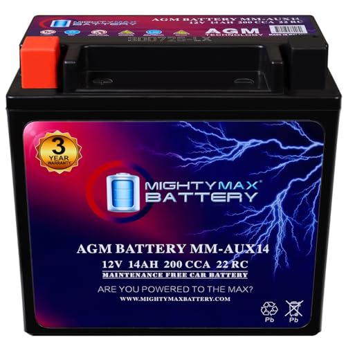 Mighty Max Battery MM-AUX14 Auxiliary Battery 12V 14Ah, 22RC, 200 CCA Rechargeable AGM Car Battery