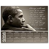 Barack Obama 2026 Calendar - 11x14 Unframed Wall Art Poster with Inspirational Quotes, Historic Leader Office Decor for Obama Fans, 'We Are the Change that We Seek'
