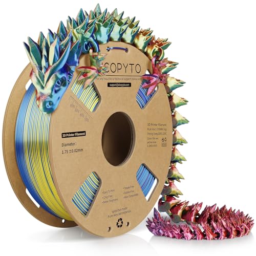 Image of Silk Tricolor PLA Filament 1.75mm, 3D Printer 3-in-1 Multicolor PLA Filament, Dimensional Accuracy + /-0.02mm 1KG Spool (2.2 lbs), Shiny Silk Texture, Triple Color Silk PLA Filament (Red Yellow Blue)