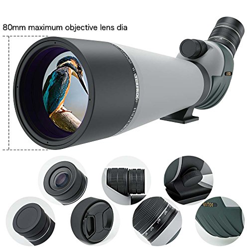 ELLTOE 2060x80mm Porro Prism Spotting Scope with Tripod, 45Degree