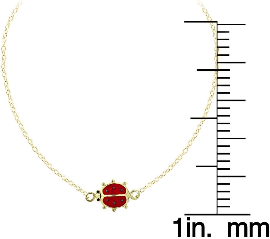 Hoops & Loops Yellow Gold Flashed Sterling Silver Enamel Ladybug Anklet and Toe Ring Set