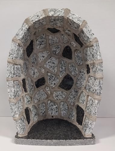 Generico ArteSacraCaravaggio Grotta per statua artigianale in granito grigio con inserti in marmo nero cm 41 x 30 realizzata interamente a mano di produzione artigianale italiana