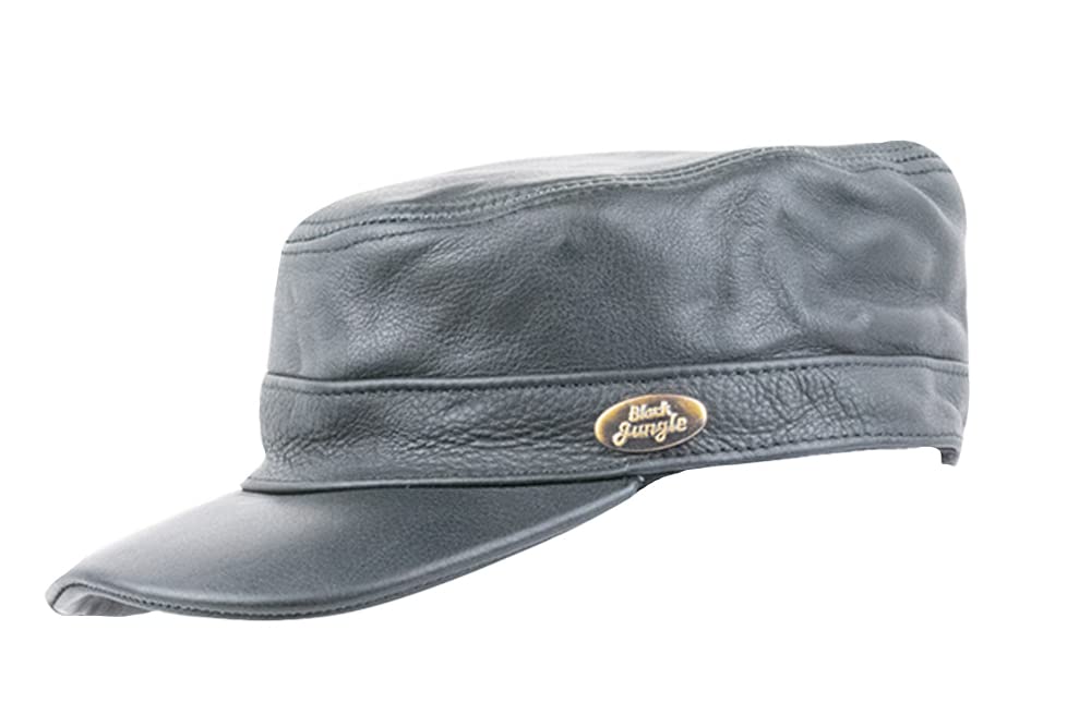 Black Jungle Castro Army Cap skórzana czapka wojskowa, czapka motocyklowa, rozmiar uniwersalny, czarny, jeden rozmiar