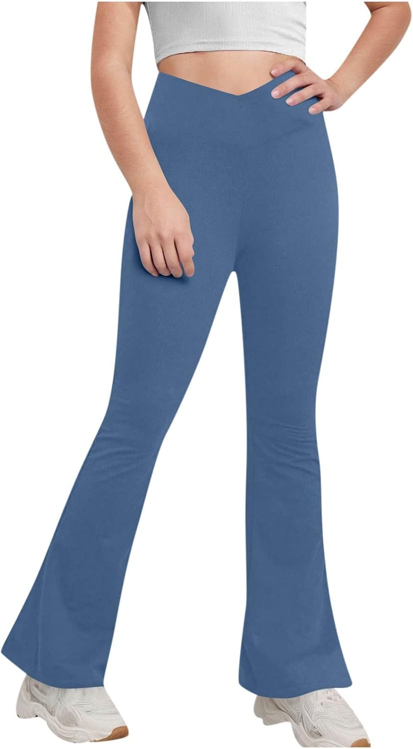 Yoga Pants for Girls Crossover Waist Flare Leg Flare Leggings Soft Stretch