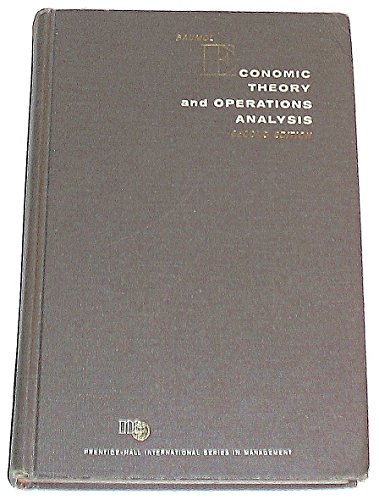 ECONOMIC THEORY AND OPERATIONS ANALYSIS.Second ... B0006D60S2 Book Cover