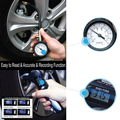 DBpower 9-in-1 Misuratore pressione pneumatici