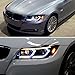 Ronnin - Fits 2006-2011 BMW 3-Series 325i 328i 330i E90 E91 Upgraded Dual Projector Halogen Headlights LED Sequential Turn Signals + Animated Startup Pair | Black Smoke
