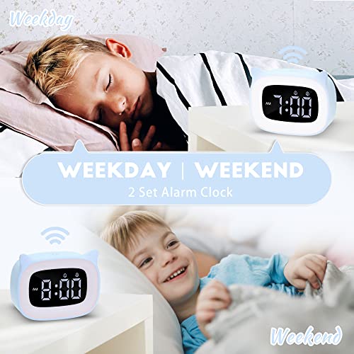 Nesifee Digital Alarm Clock, Children's Alarm Clock With Light, Led Night Light, Children's Alarm Clock, Without Ticking, Table Clock,Blue #TOP3