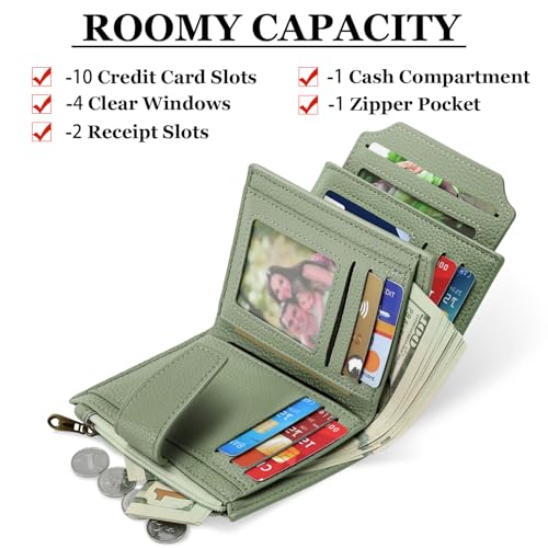 Image of Airkit Small Wallet Women RFID Blocking Soft Leather Bifold Compact Card Holder Wallet for Women with Zipper Coin Pocket 4 ID Window