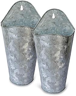 NIRMAN Rustic Galvanized Metal Wall Planter, Wall Decor Hanging, Home Wall Vase for Plants or Flower Indoor or Outdoor comes with Set of 2.