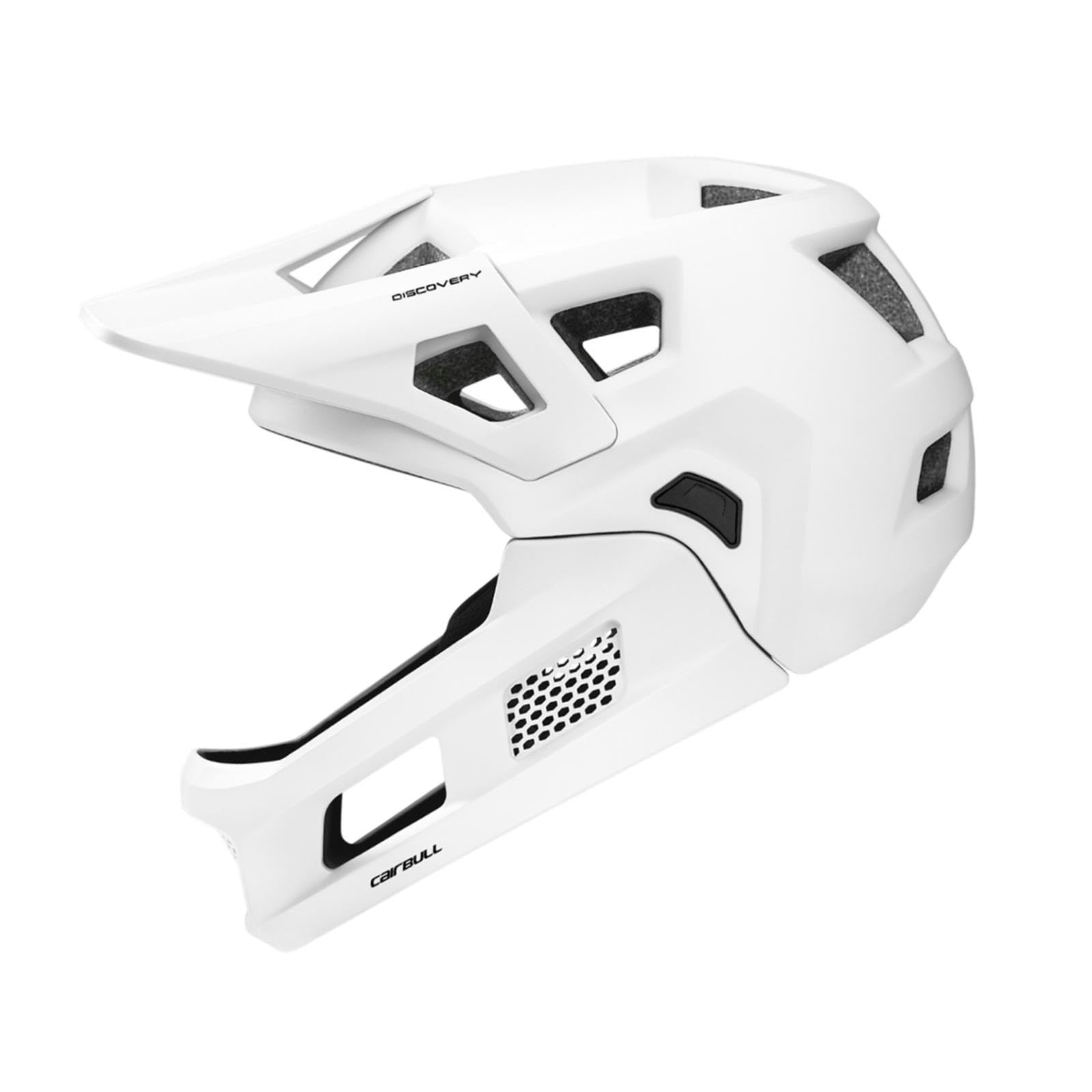 Mountain Bike Helmet for Adults Lightweight Full Face with Detachable Chin Pad Breathable Cycling Helmet Gear- White