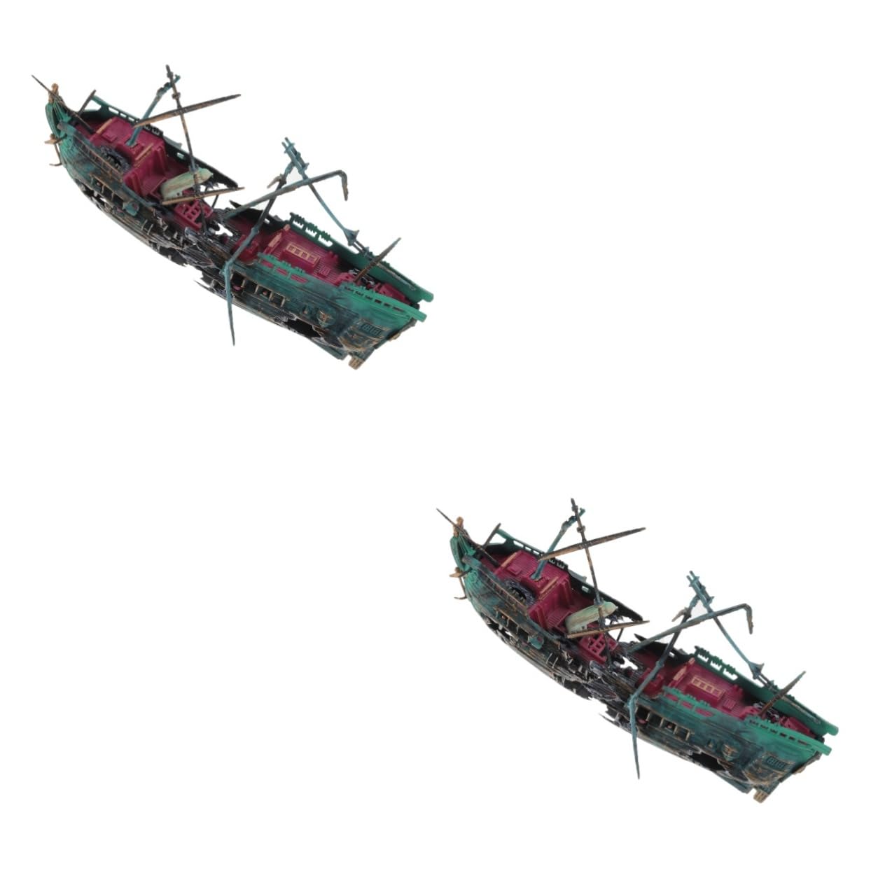 Happyyami 2piezas Adorno De Acuario Decorativo Forma De Naufragio Accesorio De Pecera De Resina Adorno para Paisajismo Submarino Simulación Realista para Betta y Otros Peces Aporta Refugio