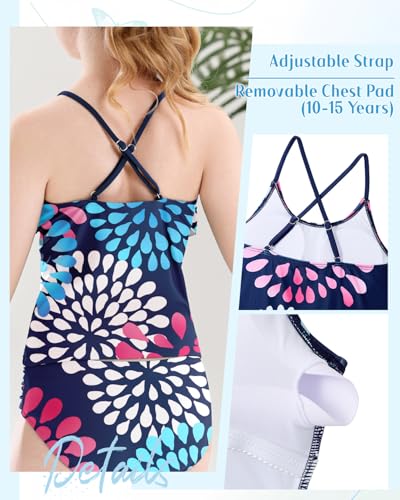 Image of Century Star Girls Flounce Tankini 2 Piece Bathing Suit | Cute swimwear set with a stylish flounce top,Comfortable fit, perfect for girls' summer beach vacations
