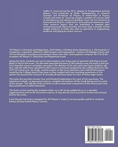 AP PHYSICS C: ELECTRICITY AND MAGNETISM, 2020 Edition: 100 MUST-KNOW QUESTIONS IN 1. ELECTROSTATICS 2. CONDUCTORS, CAPACITORS, DIELECTRICS With Answers and Explanations - Image 2