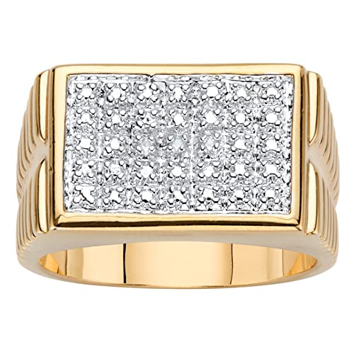 PalmBeach Men's Yellow Gold-plated Genuine Diamond Accent Watchband Style Ring Sizes 8-16 Size 12