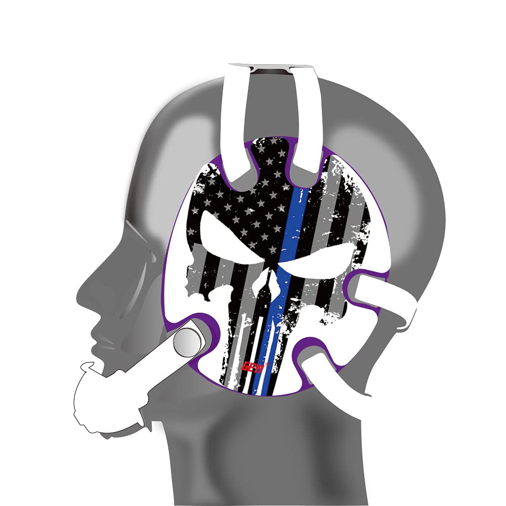 Geyi American Flag Thin Blue Line Wrestling Headgear (Purple)
