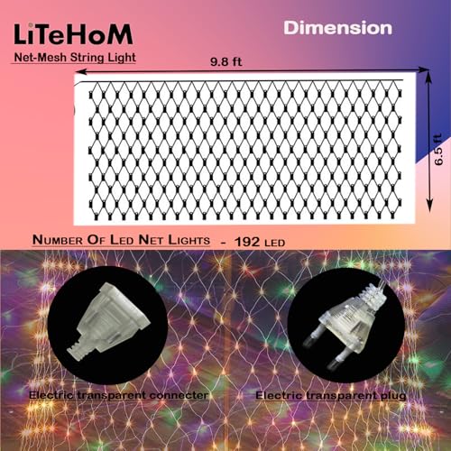 Image of Led Net Mesh String Lights - Diwali Lights, Led Lights for Home Decoration 9.8Ft X 6.6Ft 192 LEDs 8 Modes (Multicolor Net Mesh Light)