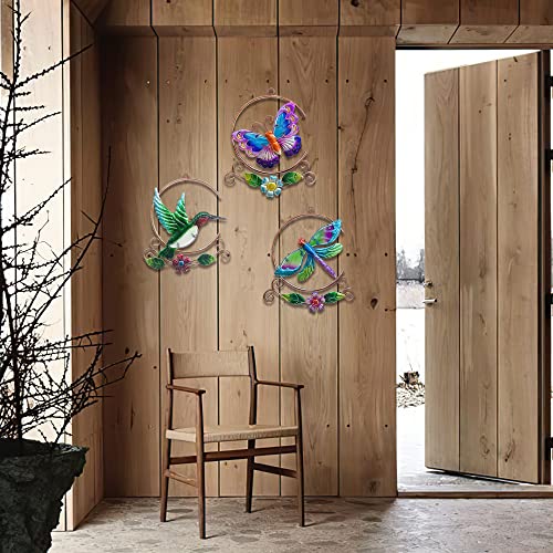 J-Fly Hummingbird Wall Decor Metal Dragonfly Wall Hanging Outdoor Butterfly Wall Art Garden Decor Metal Wall Sculpture Suitable For Living Room Bedroom Garden Porch Patio Indoor And Outdoor 9 Inch #TOP1