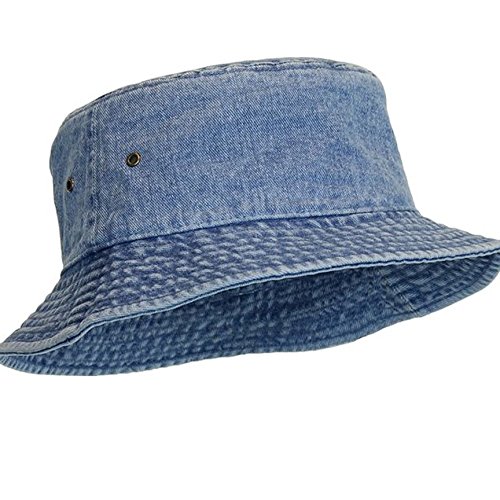 Casual Denim Jean Summer Bucket Hat, 100% Cotton Packable Sun Protection, Unisex (as1, Alpha, s, m, Denim LT Blue)