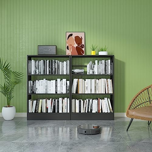 Zonleson Metal Bookshelf,3-Tier Adjustable Bookshelf,Stackable Book Shelf,Vertical Cabinet Bookcase For Bedroom,Storage Rack Shelf,Black (1) #TOP3