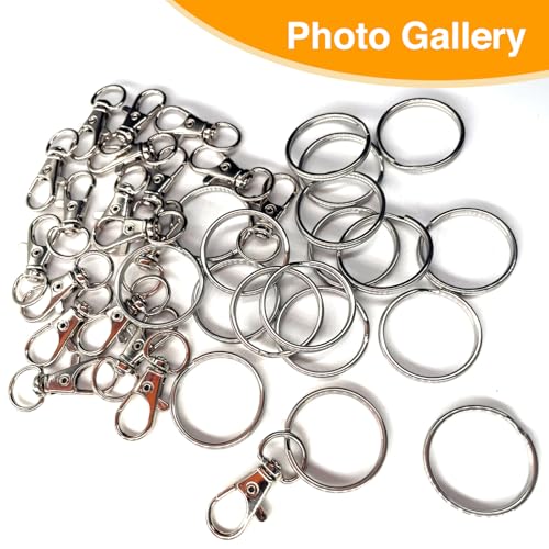 Schlüsselanhänger Karabiner Schlüsselring Edelstahl 40Stk Zinklegierung & Edelstahl Set für DIY Handwerk Haus, Auto, Sport – Ringe Karabinerhaken mit Drehgelenk (Silber 40pcs)