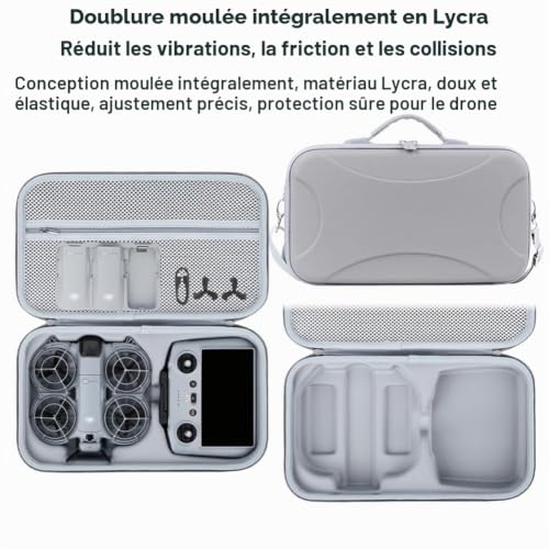 Lokyoyo Étui de transport compatible avec DJI Neo 2 et manette RC 2, sac de rangement de protection portable en PU pour accessoires de drone Neo 2 – vue 7