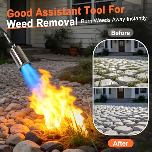 Image of Propane Torch Weed Burner,Extended Blow Torch with Flame Control Valve, Flame Thrower Detachable Long Arm,Burner Torches for Outside, Yard,Garden,BBQ,Weeding,Wood,Melting Snow (37Inch)