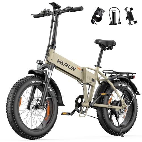 VARUN E Bike Klapprad 20 Zoll Fatbike, Elektrofahrrad Herren Damen mit 48V 13Ah Akku, 120KM Reichweite, 4.0 Fat Tire, LCD-Display mit 5 PAS, 7-Gang, StVZO, All-Terrain Ebike S20-1
