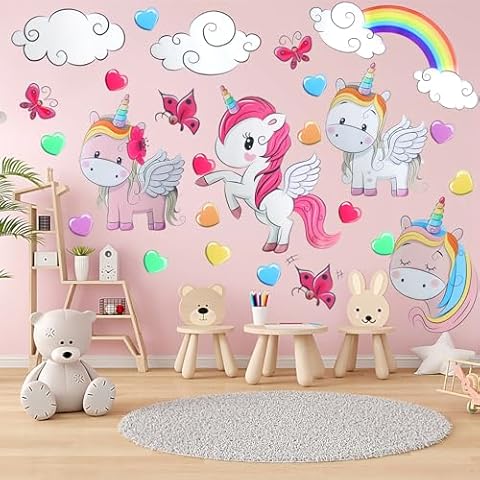 LACGO Unicorn Pink Wall Decals for Kids Cover