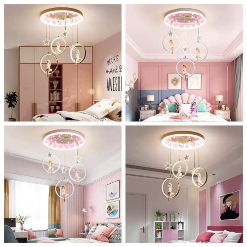 Djamel Pink Girls Room Chandelier;Three Fairy Girl Chandelier;Romantic Led Ceiling Light For Girls,Daughter,Children's Room,Dinning Room Crystal Chandelier  #TOP2