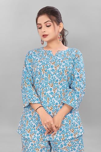 Image of Women's Pure Cotton Top and Pyjama Set