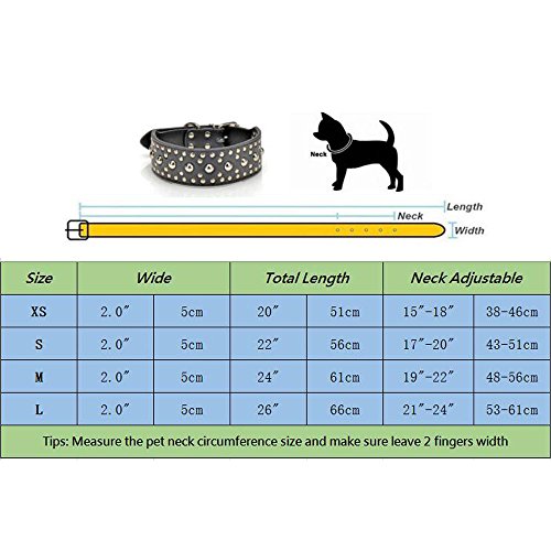 Avenpets Elegant Beauty Leather Dog Collar With Round Nails Studs Heavy Duty Training Leather Dog Pitbull Terrier Collar,Pink,M:(Neck 19-22") #TOP2