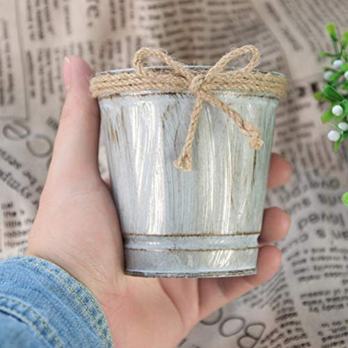 Cabilock Metal Flower Vase Iron Shabby Chic Pitcher Vase Vintage Galvanized Watering Mini Milk Can Milk Jug Vase Rustic Flower Bucket Container Holder Farmhouse French Bucket 2Pcs #TOP1